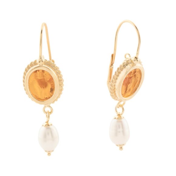 TAGLIAMONTE  Italy 18kt Gold Plated Dancing Angels Venetian Glass Earrings - Picture 1 of 2